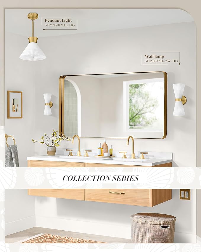 Gold Sconce Wall Lighting, HWH Single Wall Vanity Light Fixture Brushed Gold - Image 6