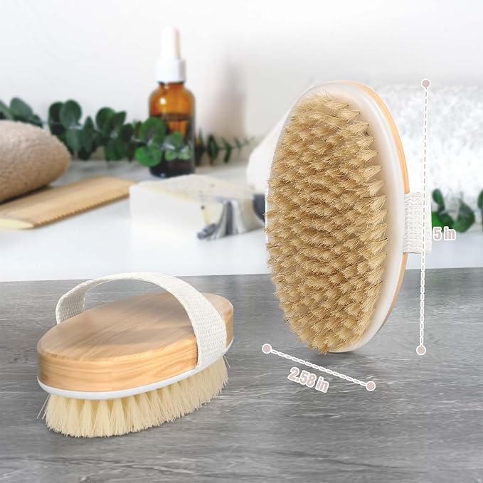 2 Pack Dry Brushing Body Brush, Natural and Soft Bristle Shower Brush - Image 8