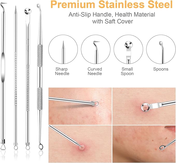 UUBAAR 9PCS Blackhead Remover Tools, Pimple Popper Tool Kit - Image 3