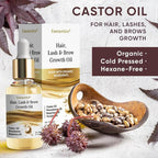 Castor Oil Organic Cold Pressed Unrefined Glass Bottle, Eyebrow Eyelash Growth - Image 7