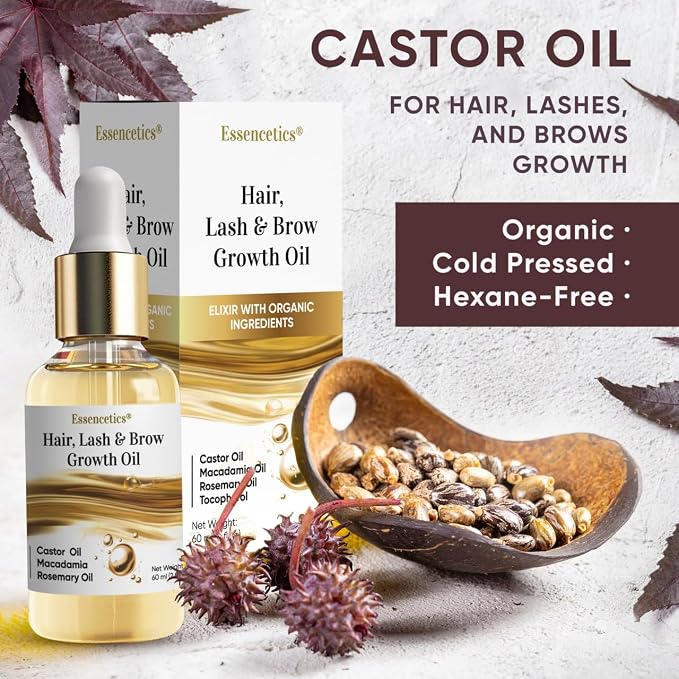 Castor Oil Organic Cold Pressed Unrefined Glass Bottle, Eyebrow Eyelash Growth - Image 7
