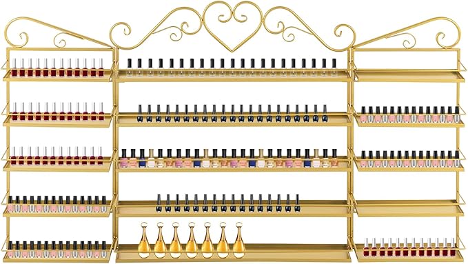 5-Tier Wall-Mounted Nail Polish Storage Racks Set of 3, Metal Cosmetic Display by Unknown
