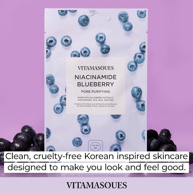 Vitamasques Niacinamide Blueberry Face Sheet Mask 7 Pack - Image 6