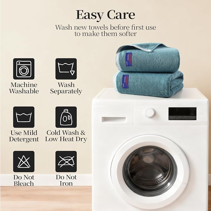 REDKISS 6 Piece Luxury Bath Towel Set, 2 Bath Towels, 2 Hand Towels, 2 - Image 9