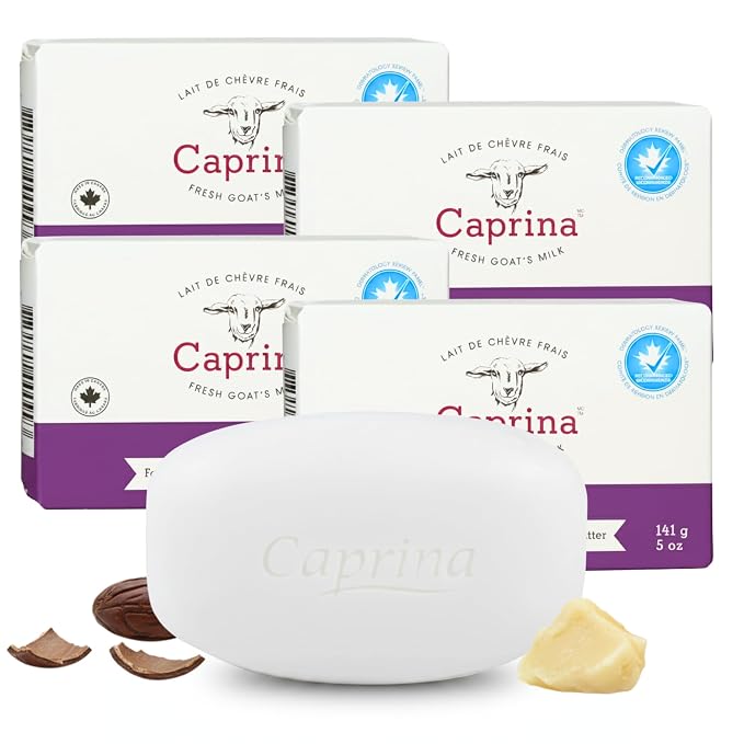 Caprina Goat Milk Bar Soap, SHEA BUTTER, 5 oz, Natural Hand & Body Soap Bars by Caprina