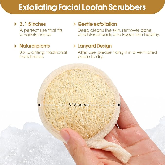 Exfoliating Loofah Sponge Pads Face loofa Brush 6 Pack 3.15 inches Made of 100% - Image 4