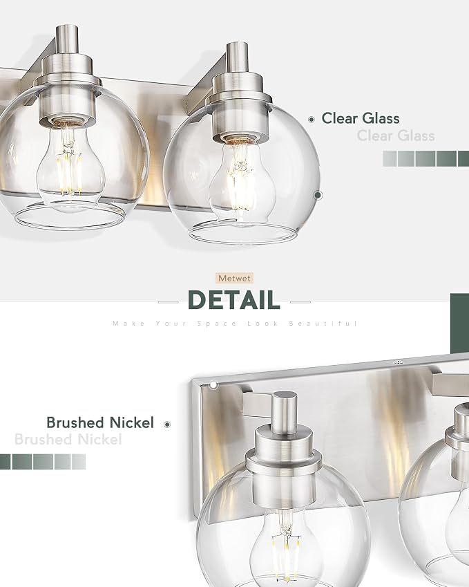 Bathroom Light Fixtures, 6 Light Brushed Nickel Vanity Light, 38 Inch Modern - Image 3