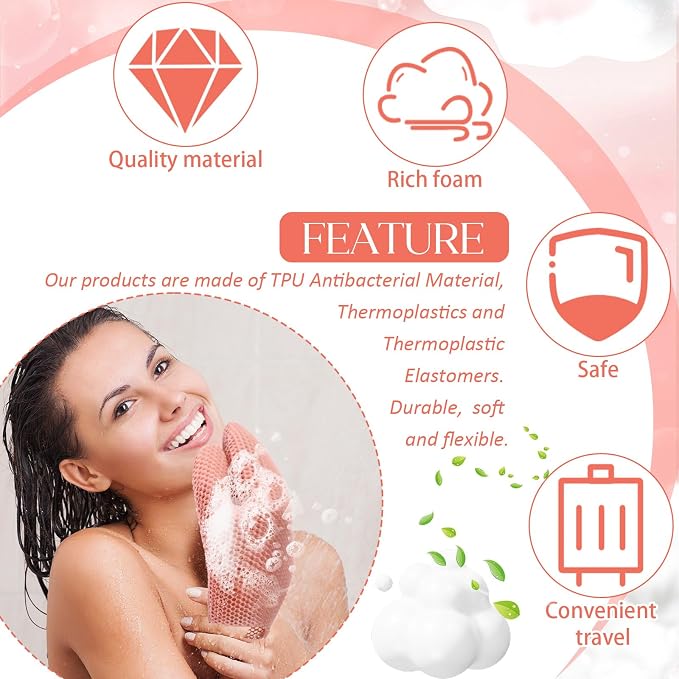 Karenhi 2 Pcs Honeycomb Exfoliating Glove Set Exfoliating Bath Mitt Honeycomb - Image 2