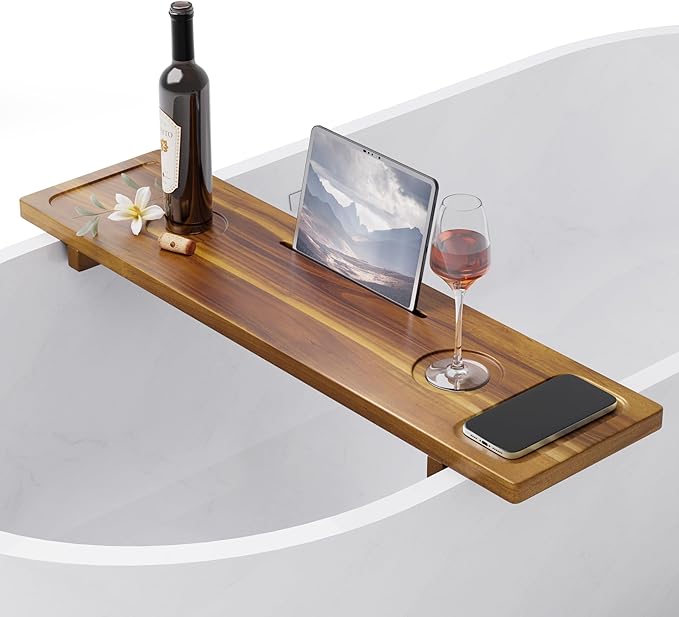 Bathtub Tray, Acacia Bath Tray for Tub, 34.6''x9'' Wooden Bathtub Caddy Tray by Unknown