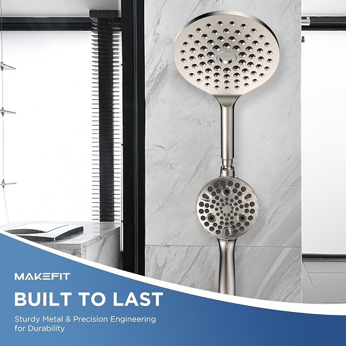 Dual Handheld Shower Head Combo, 2-in-1 Rain Shower Heads System 8 Inch - Image 4
