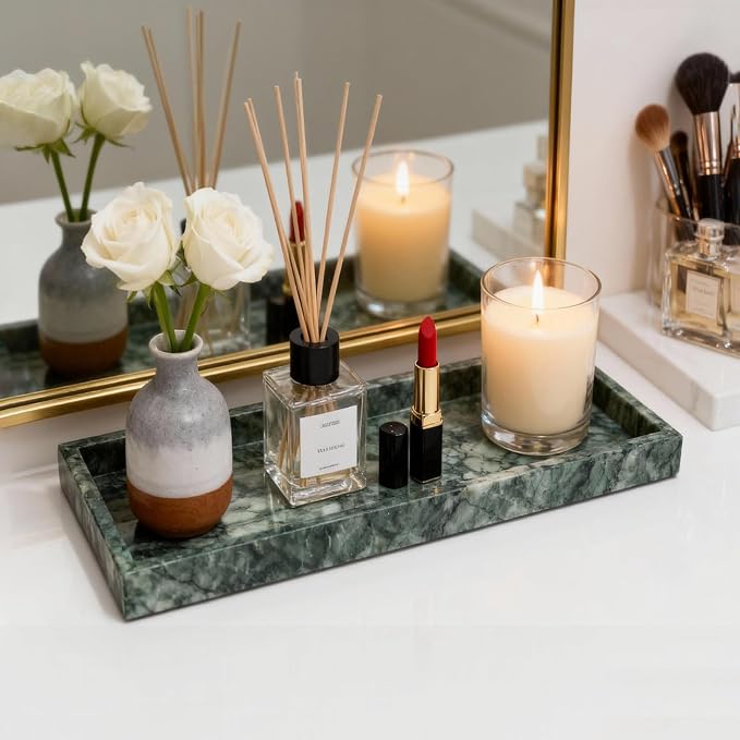 Pure Natural Marble Tray for Bathroom, Sink. Cosmetics, toiletries, etc. can be - Image 6