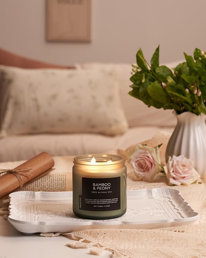 M&SENSE Bamboo Peony Scented Candle, 11.6oz Aromatherapy Jar Candle, 70 Hour - Image 7