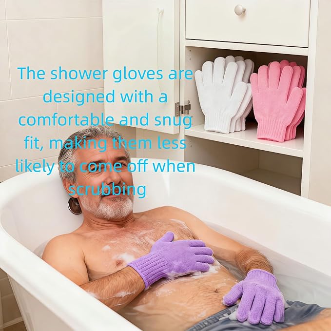4 Pairs Exfoliating Bath Gloves, Nylon Double Sided Exfoliating Gloves - Image 7
