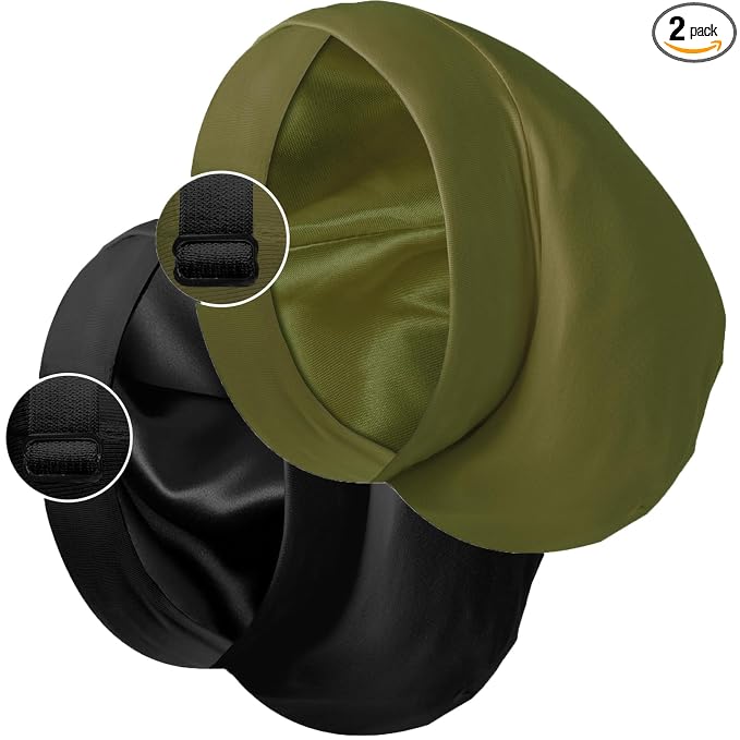 Satin Bonnet Silk Lined Sleep Cap- Adjustable Hair Cover by Blueelf