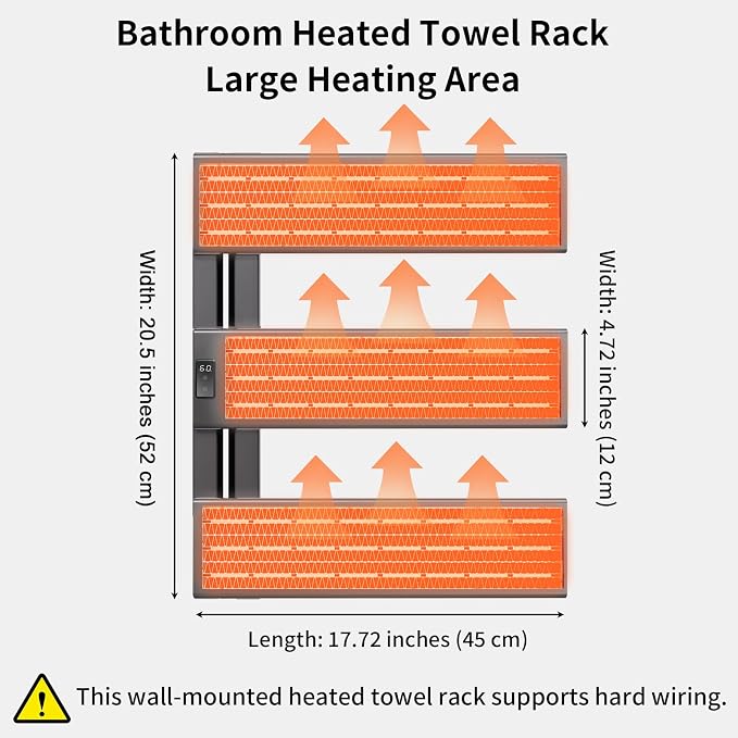 Verida Towel Warmer Rack, Support Hardwired and Plug-in, Wall-Mounted Electric - Image 8