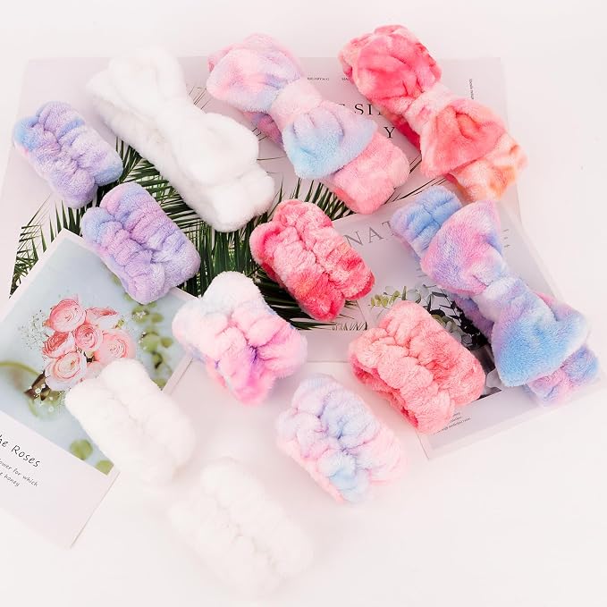 CIEHER 12 PCS Makeup Headband for Women Wrist Washband Scrunchies Cuffs for - Image 8