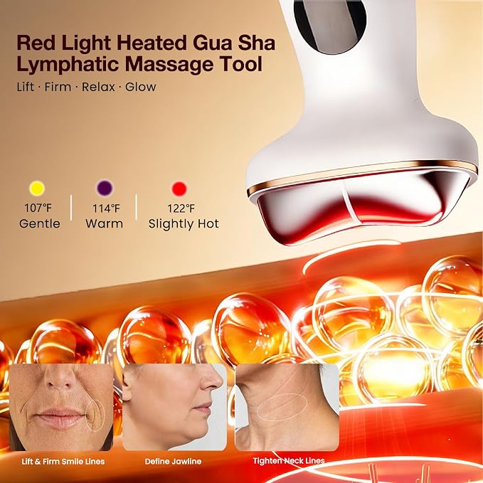 Cold Heat Gua Sha Facial Neck Lymphatic Massager, 7-in-1 LED Red Light Face - Image 5