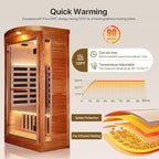 OUTEXER Corner Sauna for One Person Far Infrared Sauna Low-EMF African Mahogany - Image 3
