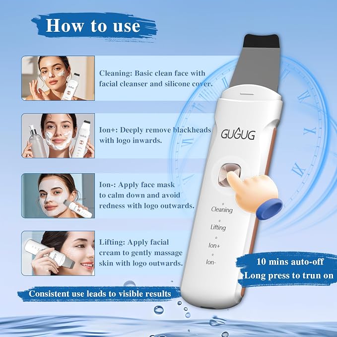 GUGUG Skin Scrubber 4-in-1 Waterproof Facial Spatula - Image 6