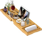 Bathtub Tray Caddy, Expandable Bath Trays by BAMBUROBA
