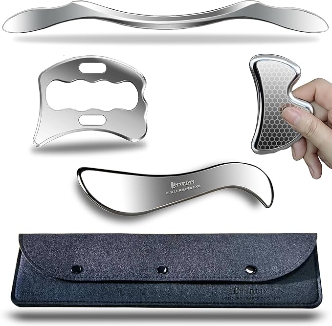 BYYDDIY Stainless Steel Gua Sha Muscle Scraper Scraping Massage Tool Kit by BYYDDIYMuscleScraperTools