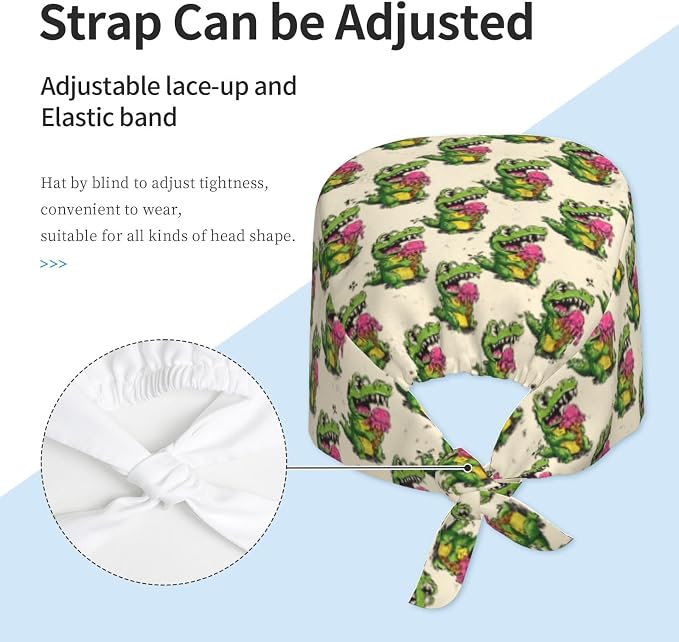 Alligator Ice Cream Working Cap, Scrub Cap - Image 4