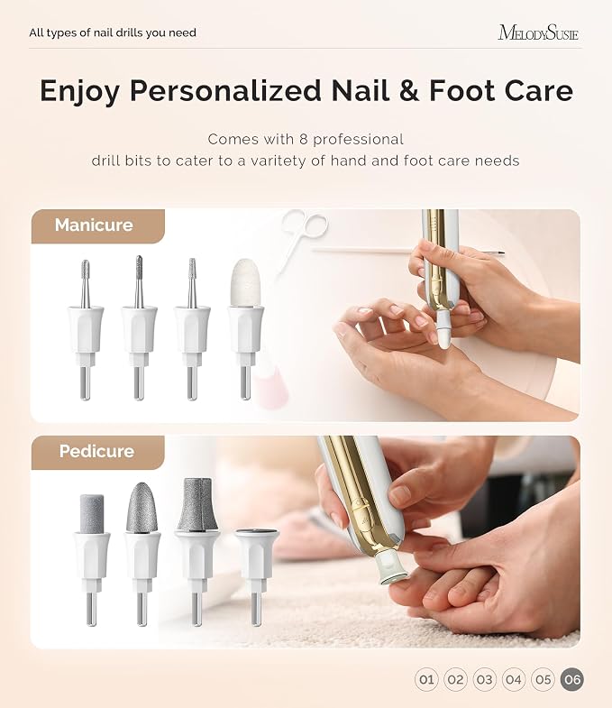 MelodySusie Cordless Pedicure & Manicure Nail Drill Kit, PC760G - Image 7