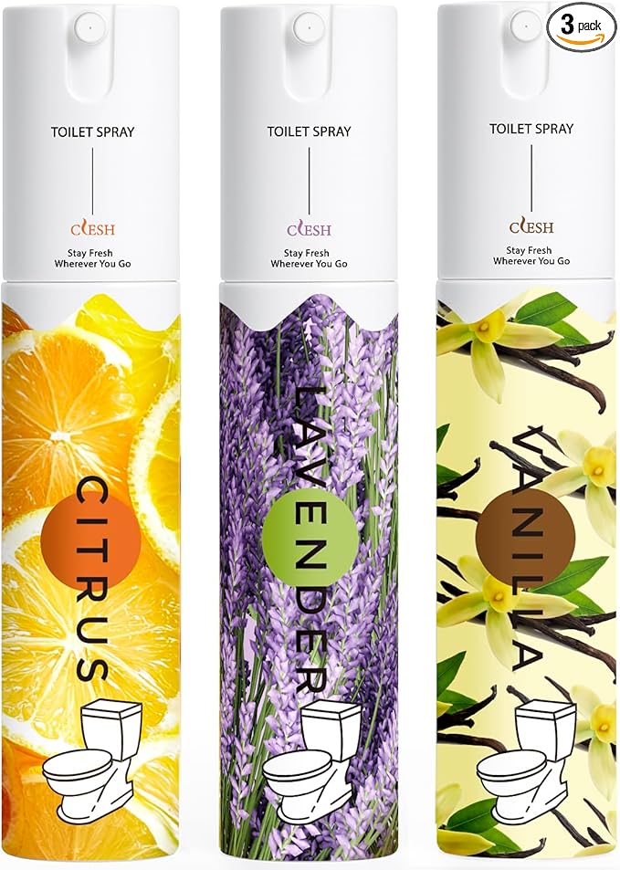 Travel Size Toilet Spray, Bathroom Odor Eliminator, 3 Pack, 1 fl oz Each by CLESH
