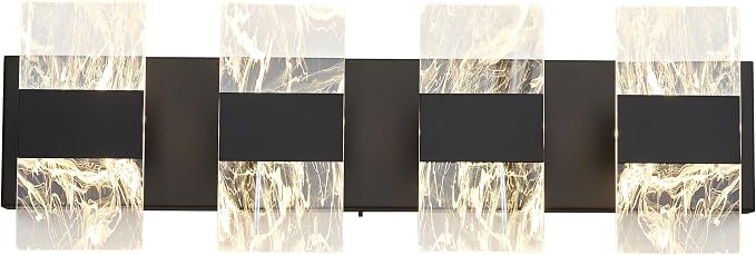 Modern LED Bathroom Light Fixtures Dimmable 4-Light Black Vanity Light - Image 9