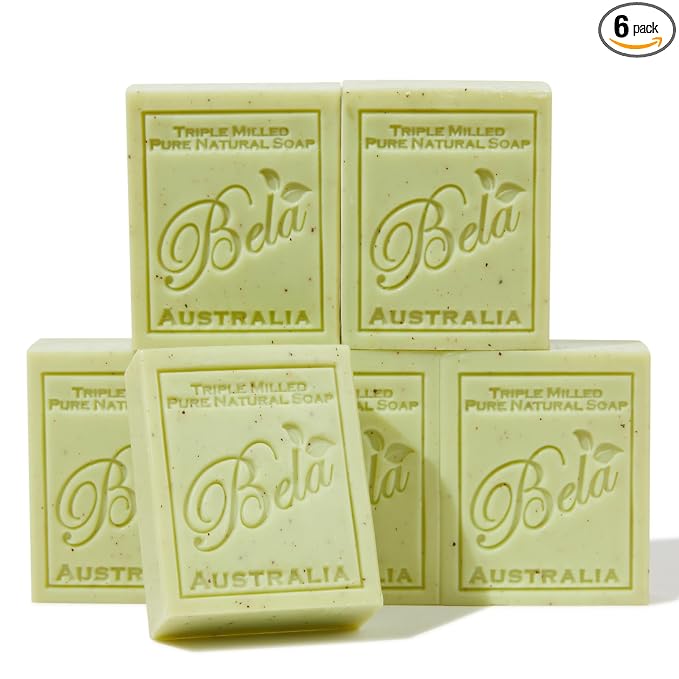 BELA Lemon Myrtle and Lemongrass Soap Bars 3.3 OZ French Triple Milled Bar Soap by BELAPURENATURALSOAPSANDODORELIMINATINGHOMEFRAGRANCES