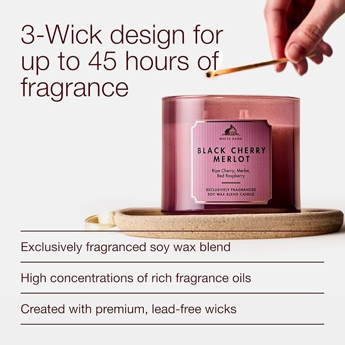 Bath & Body Works Black Cherry Merlot 3-Wick Candle - Image 4