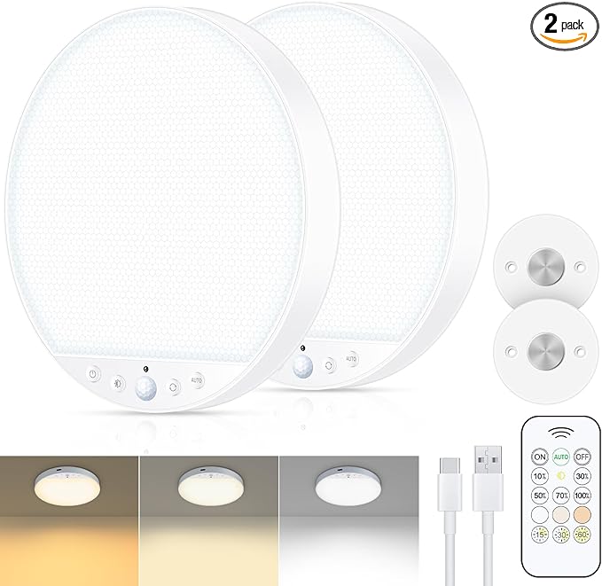 Rechargeable 8W Motion Sensor Ceiling Light Indoor, No Wiring & Magnetic by ShunFSC