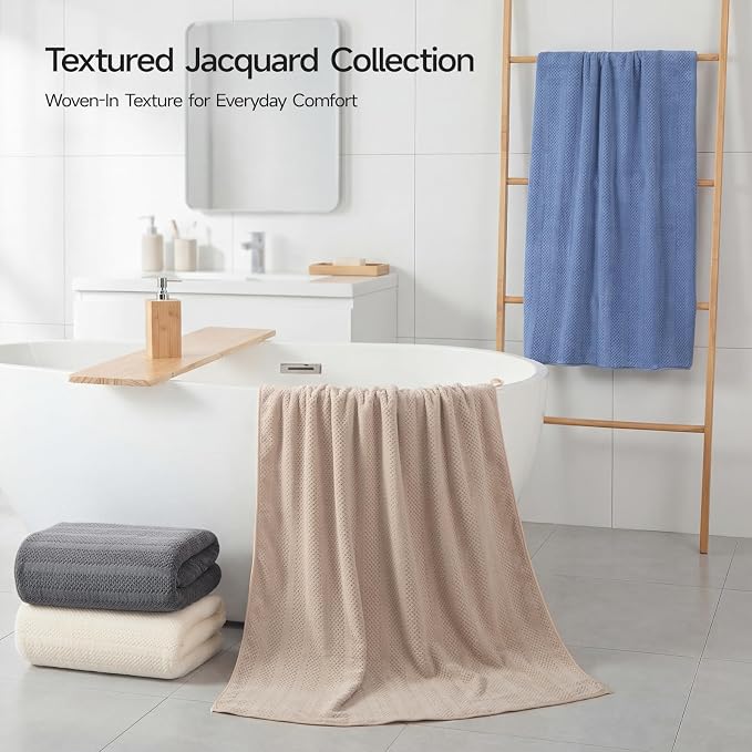 ECOLOOK 4 Pack Microfiber Bath Towels, 31 x 63 inches Extra Large Bath Towel Set - Image 2