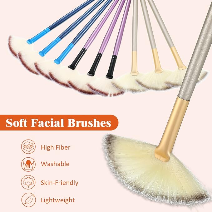 9 Pieces Facial Fan Mask Brushes, Soft Facial Applicator Brushes Tools - Image 4