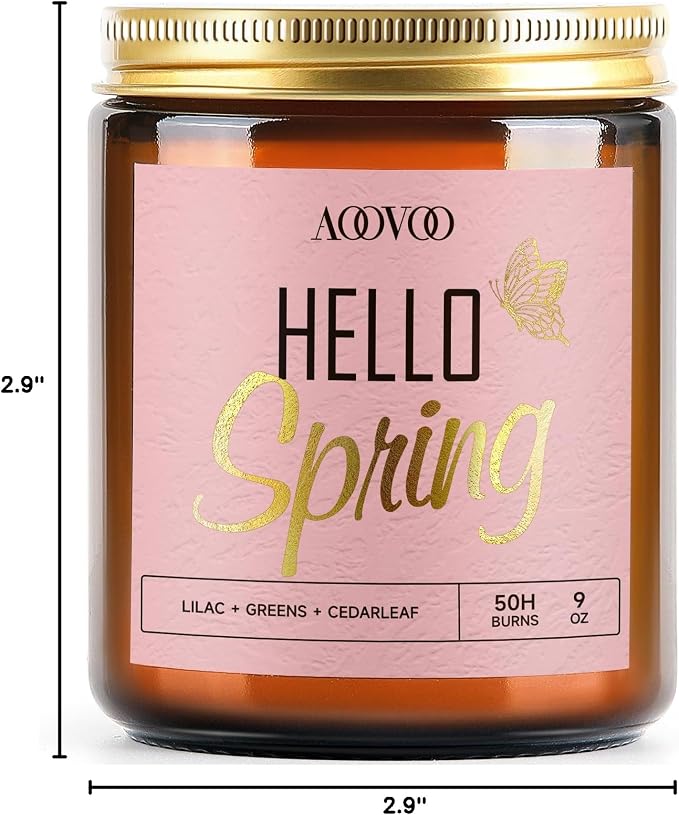 AOOVOO Hello Spring Candles - 9 oz Lilac Scented Candles - Image 9