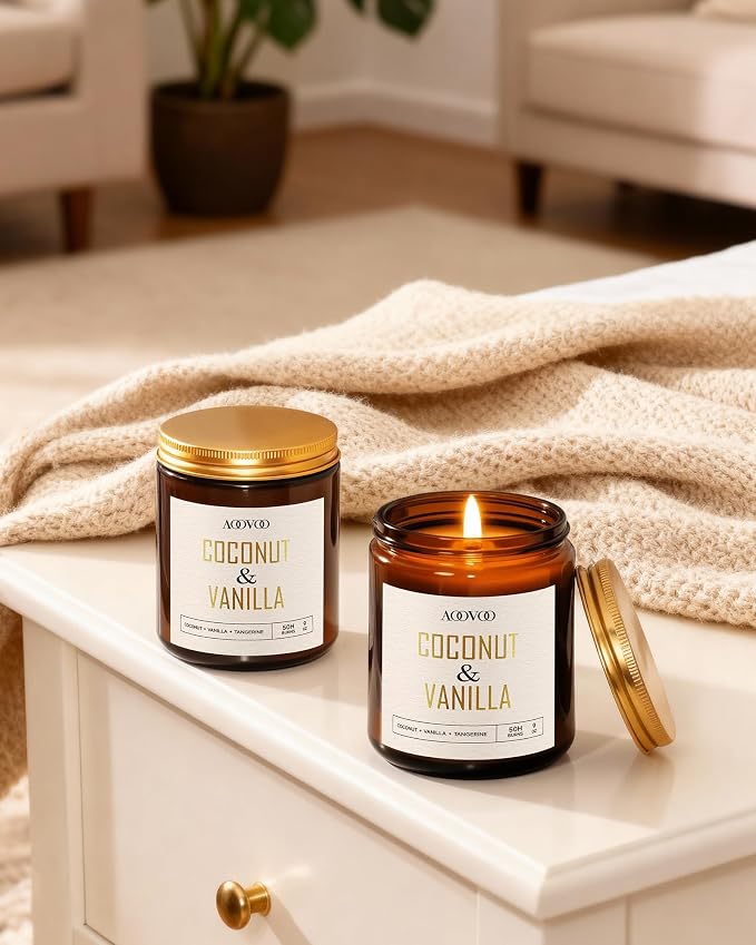 AOOVOO Coconut Vanilla Candles - 18 oz Scented Candles - Image 6