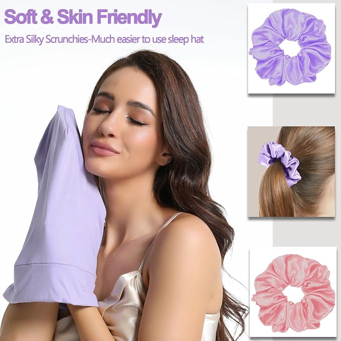 Satin Bonnet for Sleeping Night Cap, Adjustable Satin Lined Silk Bonnets Sleep - Image 6