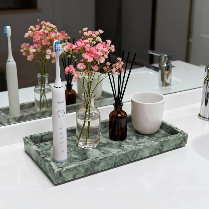 Pure Natural Marble Tray for Bathroom, Sink. Cosmetics, toiletries, etc. can be - Image 5