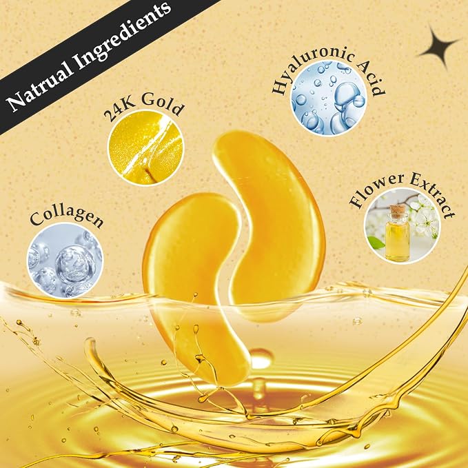 Adofect 30 Pairs Under Eye Patches -Reduce Eye Bags -24K Gold Eye Mask Collagen - Image 3