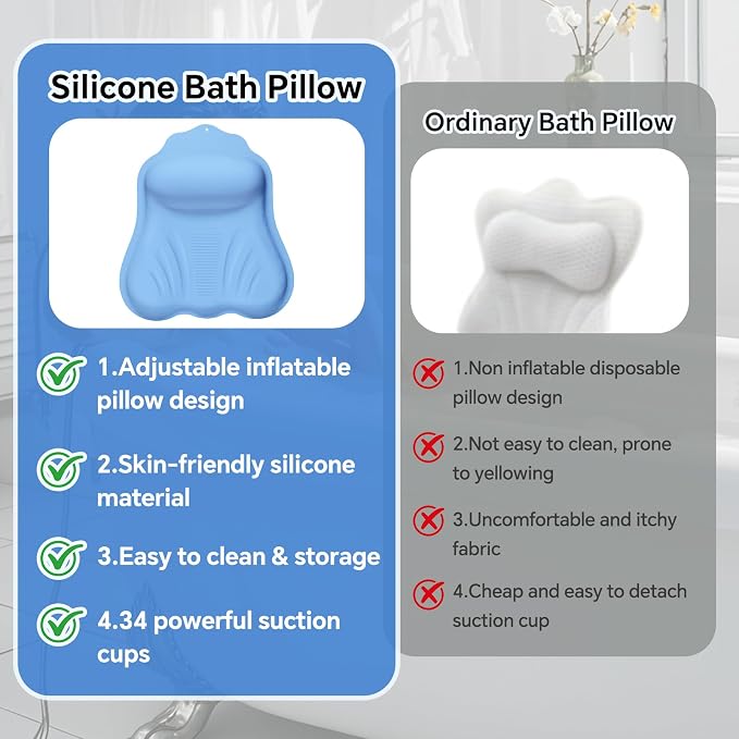 Luxury Silicone Bath Pillow for Tub, New Cloud-Soft 4D Air-Cushion Bathtub - Image 5