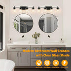 4-Lights Matte Black Bathroom Light Fixture, Modern Black Vanity Lights Over - Image 4