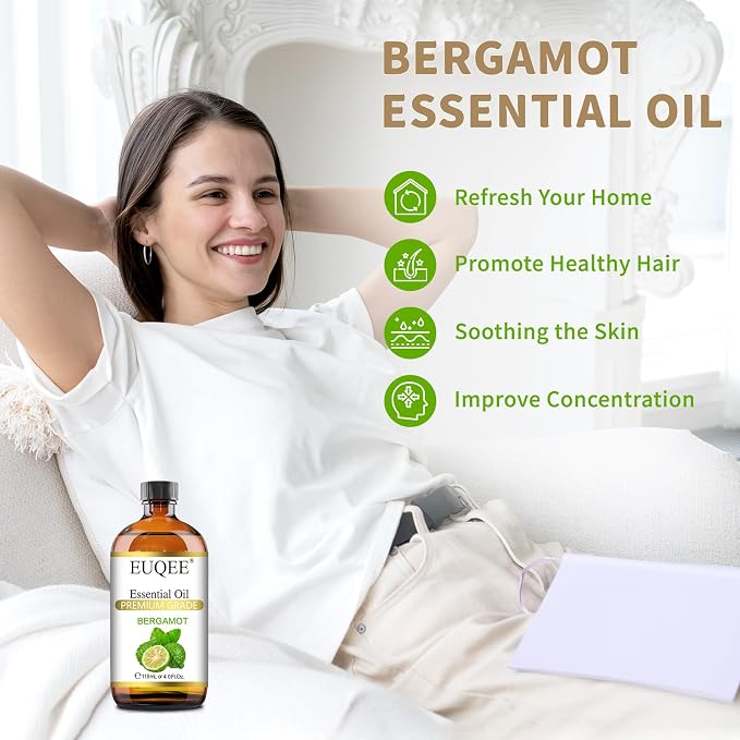 EUQEE Bergamot Essential Oil 118ml Pure Bergamot Oil - Image 3