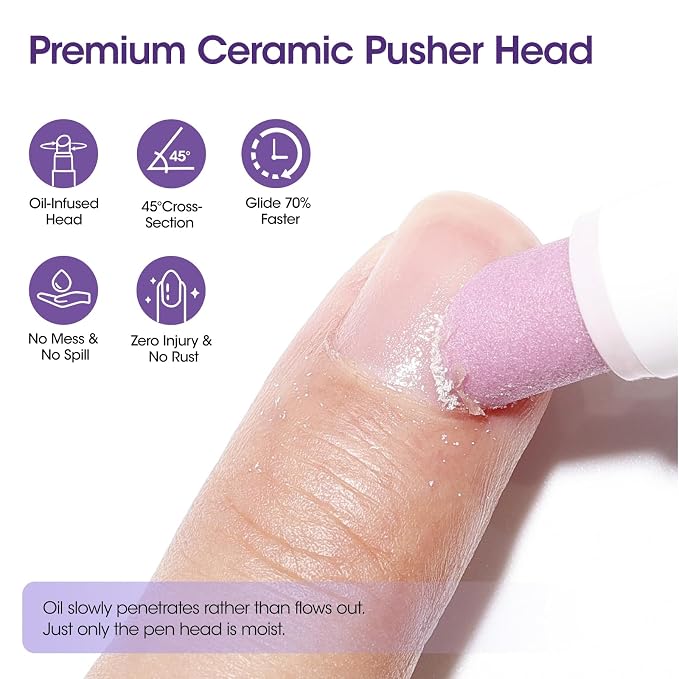 Gellen Ceramic Cuticle Oil Pusher Pen, 2-in-1 Cuticle Care Set - Image 6