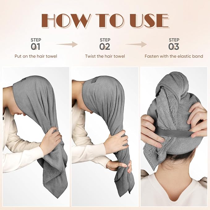 AIDEA Microfiber Hair Towel, 40 X 20 Inches Soft Wrap - Image 8