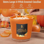 Large Candle Vanilla Pumpkin Scented, 4 Wick Natural Soy Candles - Image 4
