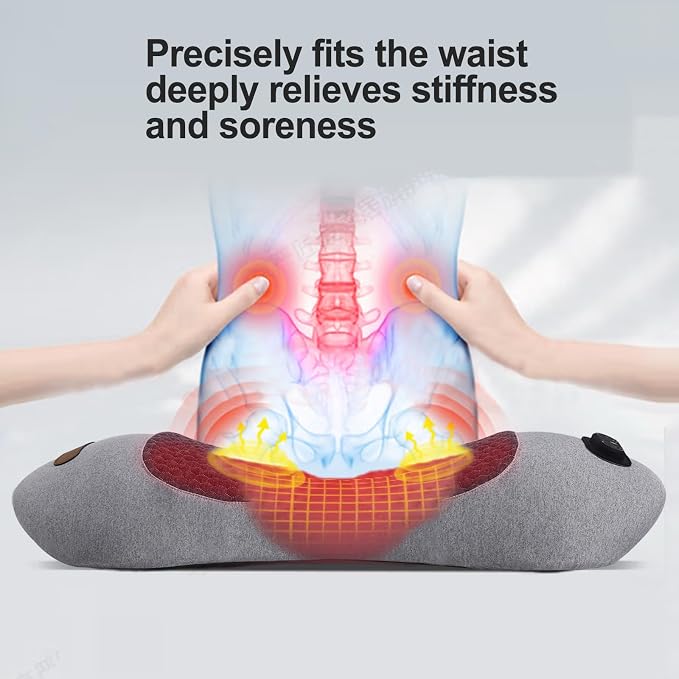 3 in 1 Back Massager, Electric Lumbar Support Pillow Heat Vibration Massage - Image 2