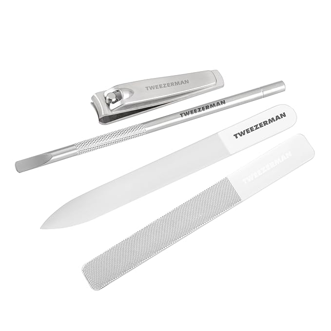 Tweezerman Glass Manicure Set Includes Nail Clipper, Cuticle Pusher, Glass Nail by Tweezerman