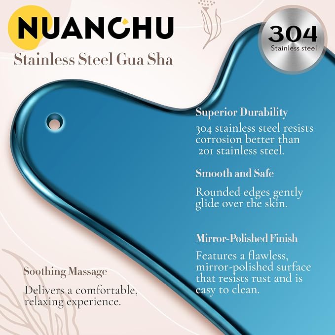 Nuanchu Stainless Steel Gua Sha Facial Tool, Metal Gua Sha - Image 6