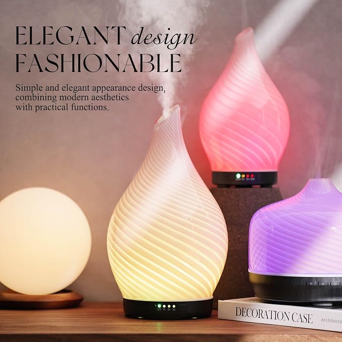 Porseme 280ml Essential Oil Diffuser Glass Color Changing Aroma Air Diffusers - Image 4