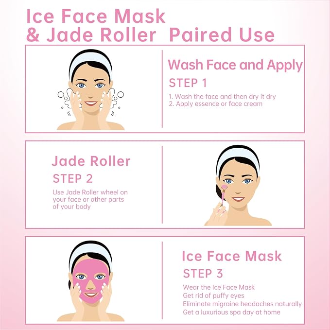 ZNÖCUETÖD Ice Face Facial Jade Roller and Ice Face Mask Cold Cooling Gel Mask - Image 6